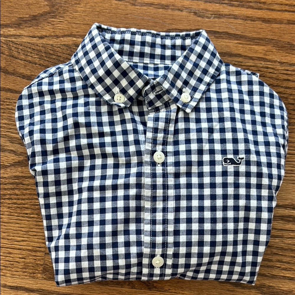 Vineyard Vines Boys Navy Gingham Shirt